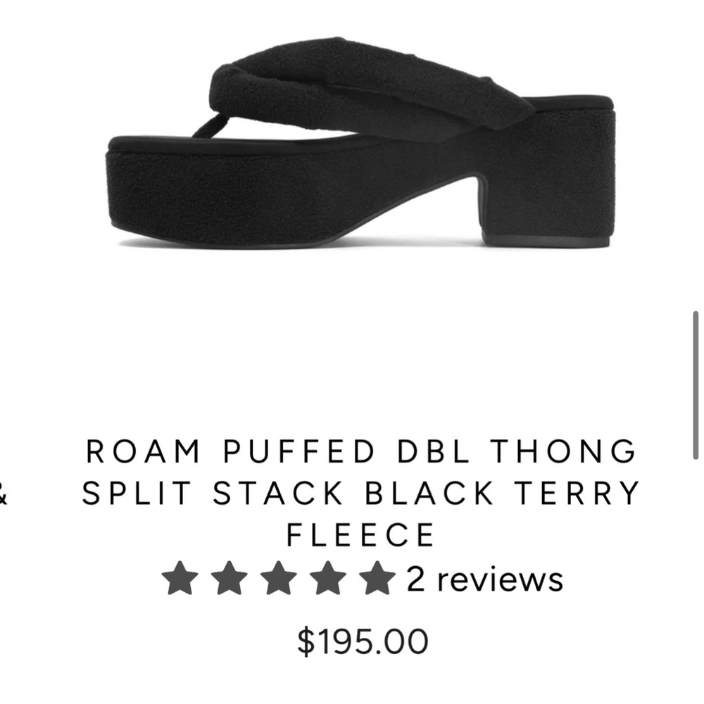 ROAM Black Terry Fleece Platform Thong Sandals size 9 worn a few times